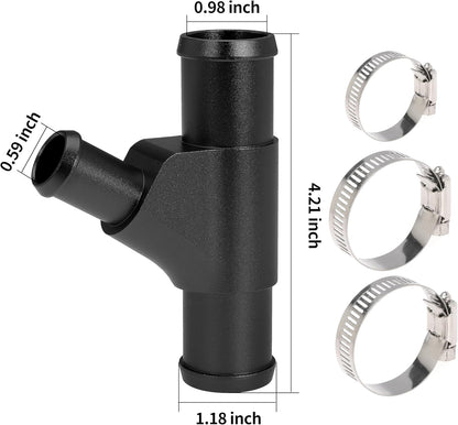 Radiator Coolant Y Tube Connector Pipe for Super Duty F250 F350, Black | For F450 F550 6.0L 2003-2007, For E350 E450 6.0L 2003-2010, For Excursion 6.0L 2003-2005
