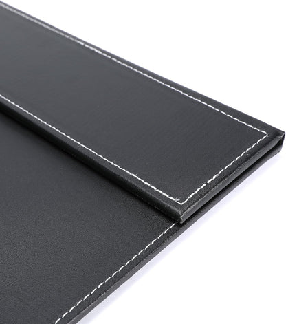 24" x 18" Leather Desk Blotter with Top Rail for Writing Leather Executive Desk Pad Protector Desk Mat for Office Home Workplace Black