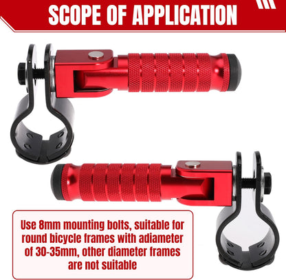 M8 Motorcycle Footrests For Yamaha For Honda For Suzuki For Aprilia 90 Degree Foldable Footpegs Motorbike MiniBike Dirt Pit Bike CNC Motorcycle Folding Footpegs Rearsets Folded Footrest (Red)