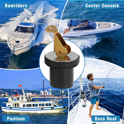 4 Pack Brass Boat Plug Drain Plug Boat Snap Handle Plug Deck Plug for Boat Marine
