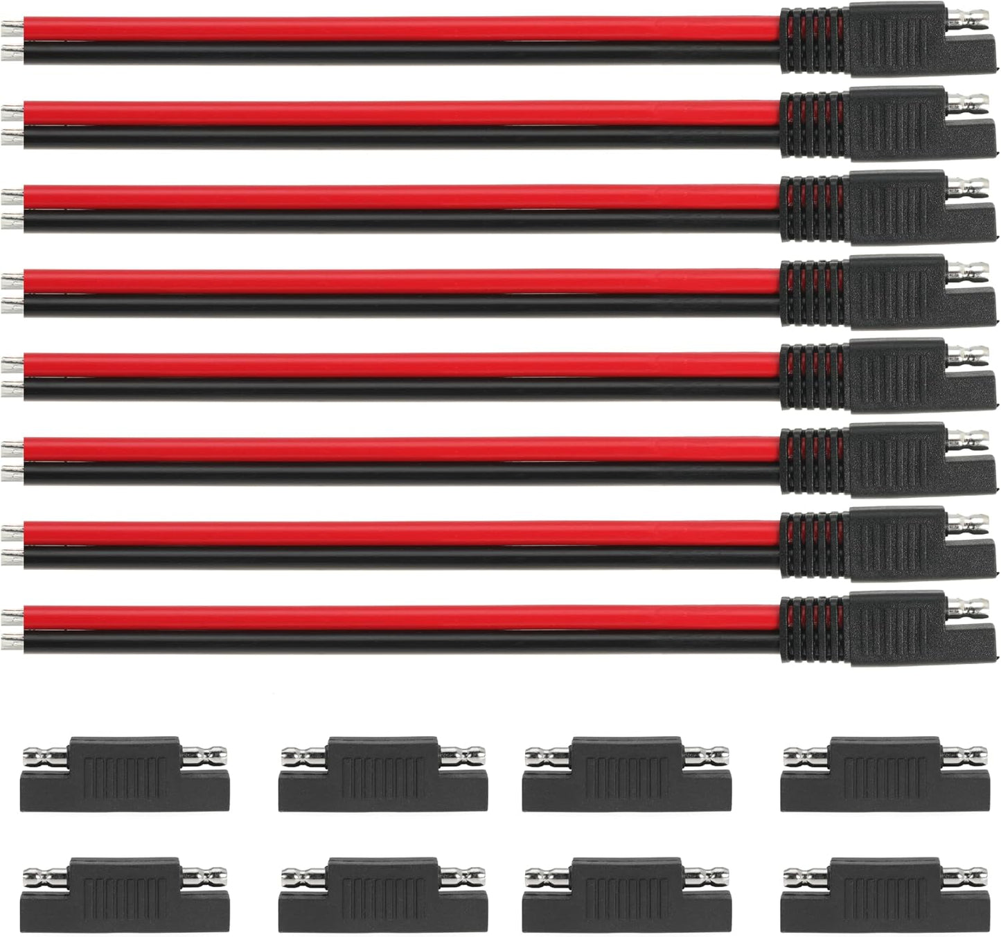 1FT 12AWG SAE Extension Cable, 12 Gauge SAE Connector Cable 12 AWG 2 Pin SAE Quick Disconnect for Solar RV Automotive, 8PCS