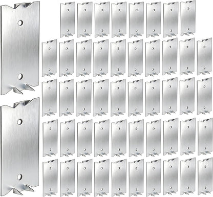 50 PCS 2.5 x 1.5 Inch Nail Plate for Wood Studs, Metal Cable Protector Plate Safety Nail Plates with Sharp Pointed Prongs, Steel Cable Wire for Protecting Plumbing and Wiring