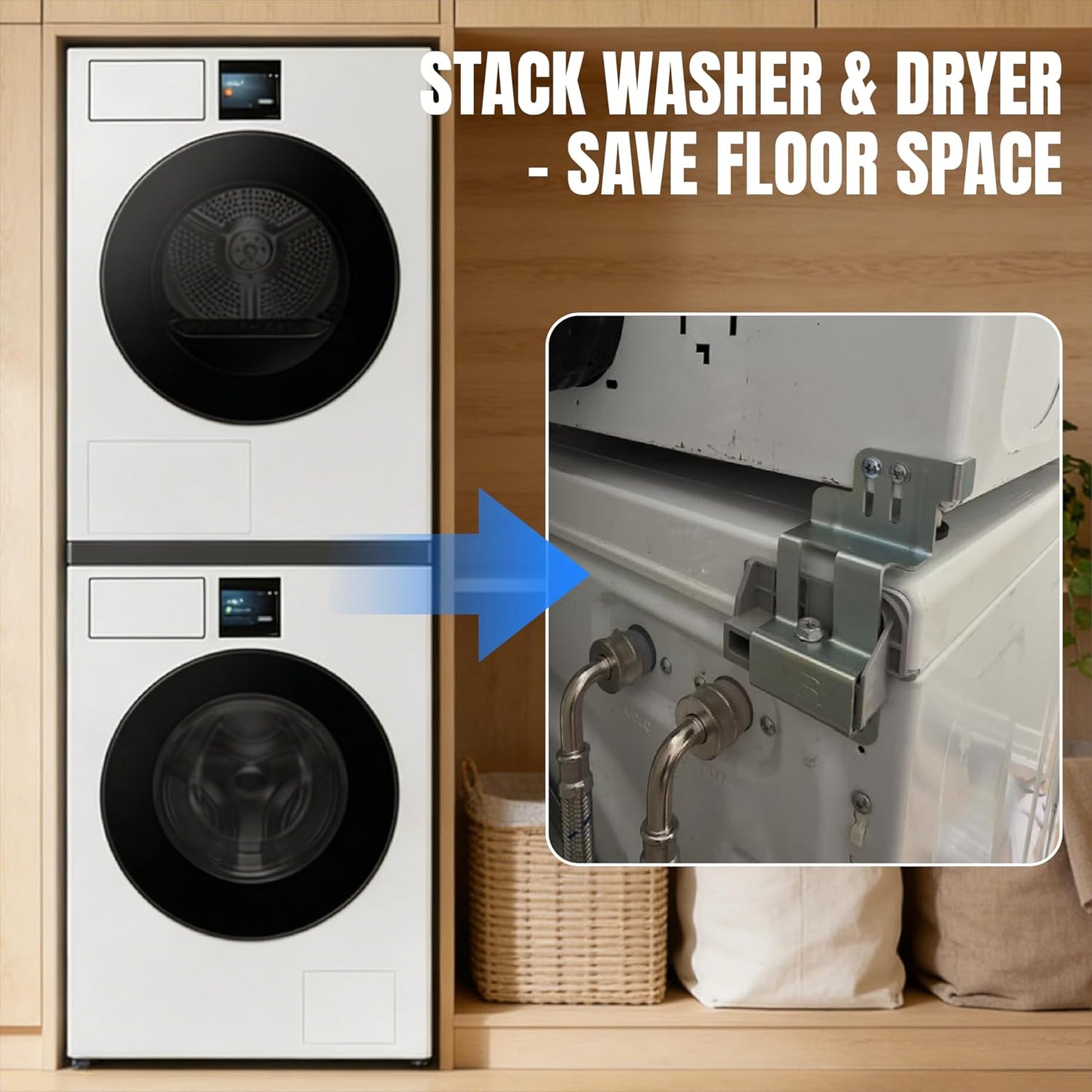 Stacking Kit Replaces SK-DH for Sam-sung 24 Inch Wide Front Load Washer and Dryer Combo, Stack Bracket Sets for Stackable Laundry Machine, 1 Set