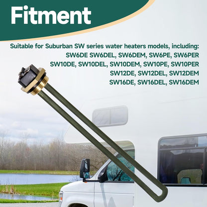 Replacement 520900 RV Water Heater Element Replaces SW4DE SW6DE SW6DEL SW10 SW10DE SW10PE SW12DE SW12DEL for Suburban for Atwood 6-10 Gallon SW Electronic Water Heaters with 1-1/2 Socket