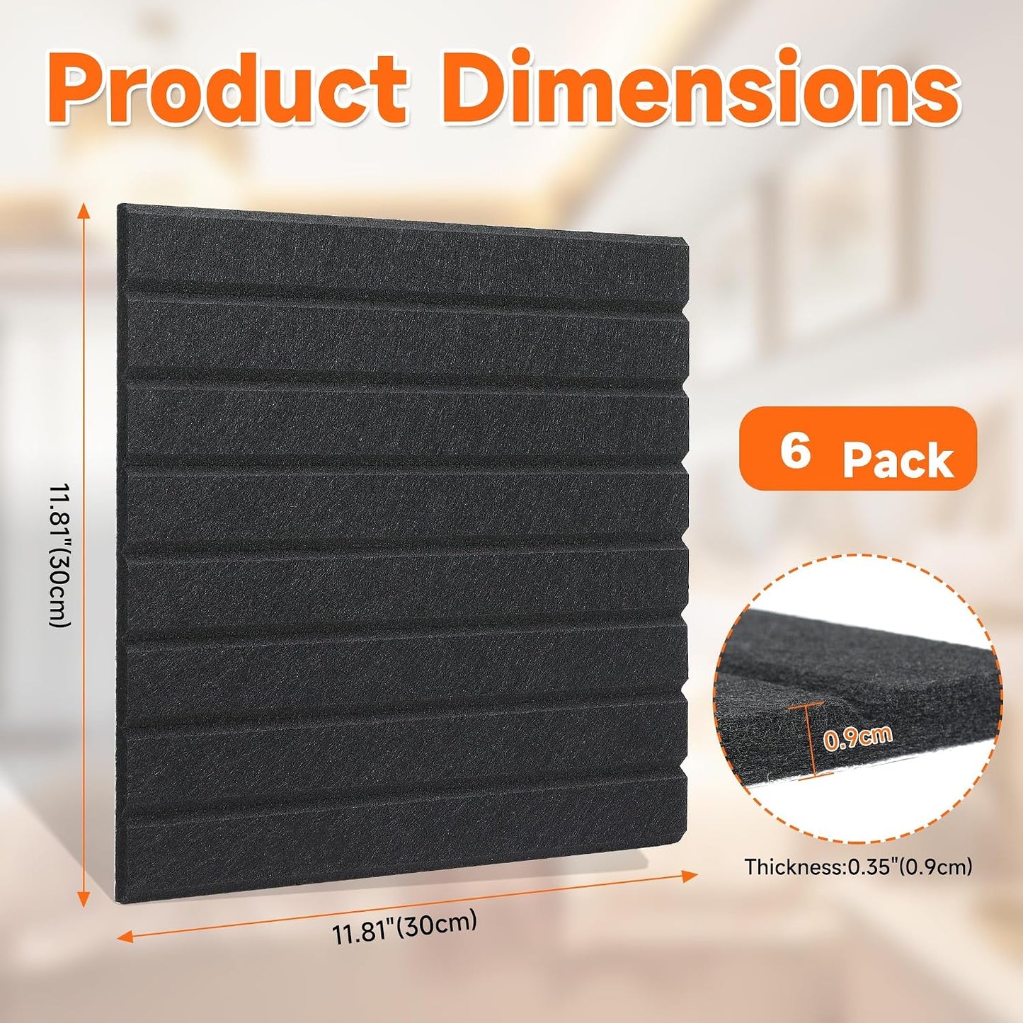 Large Splicing Felt Bulletin Board Cork Board Alternative 36" x 24" Felt Pin Board for Home Office Classroom Wall Decor Felt Wall Panel with Pushpins Adhesive Tabs(Fine-Stripe 6 Pack, Black)