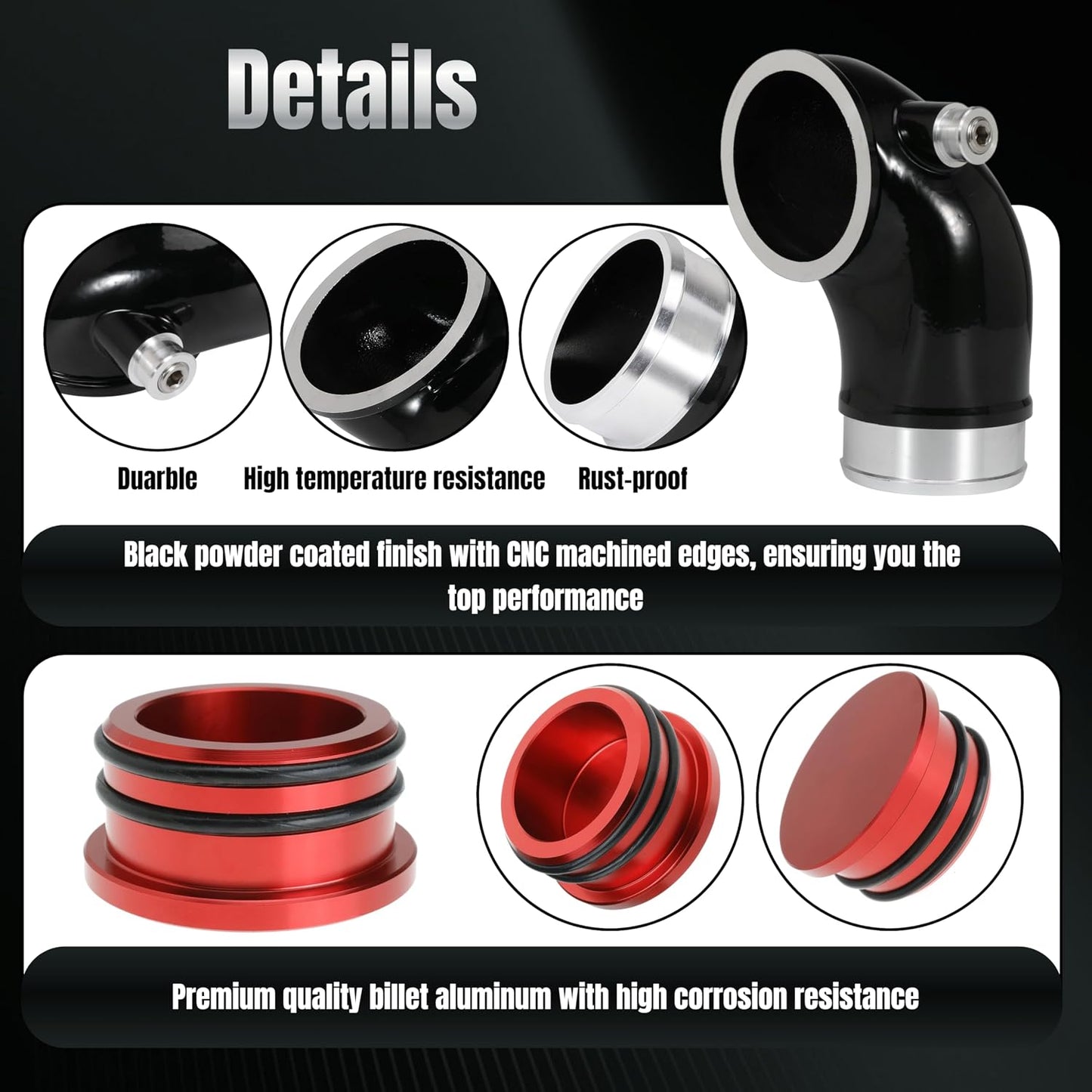 6.6 Turbo Mouthpiece and Resonator Plug Kit, LLY Turbo Mouthpiece for Duramax 6.6L LLY 2004.5-2010, Inlet Manifold Intake Elbow for Chevy Silverado for GMC Sierra Trucks with Billet Resonator Plug Cap
