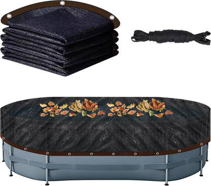 Pool Leaf Net Cover 24 ft Round, Fine Mesh Leaf Net for Above Ground Pool, Winter Pool Cover 24 ft Round Above Ground with 96FT Rope,Cover Size: 27-Feet Dia
