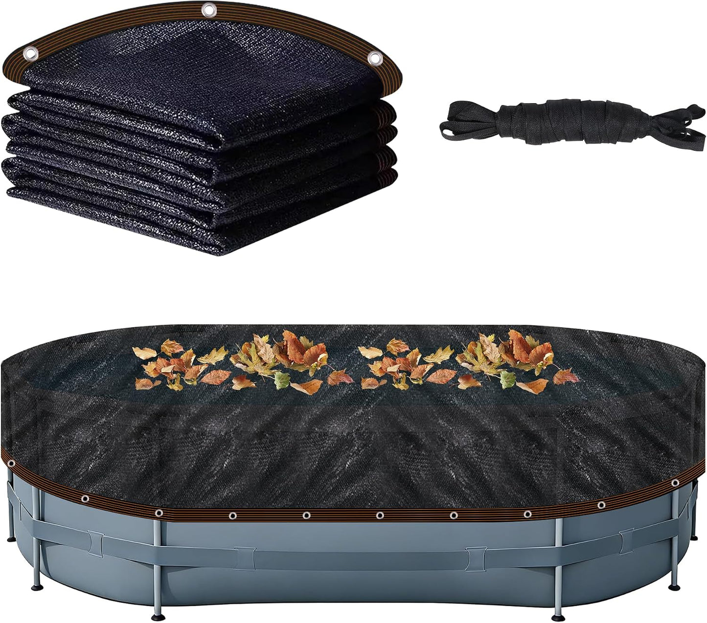 Pool Leaf Net Cover 24 ft Round, Fine Mesh Leaf Net for Above Ground Pool, Winter Pool Cover 24 ft Round Above Ground with 96FT Rope,Cover Size: 27-Feet Dia