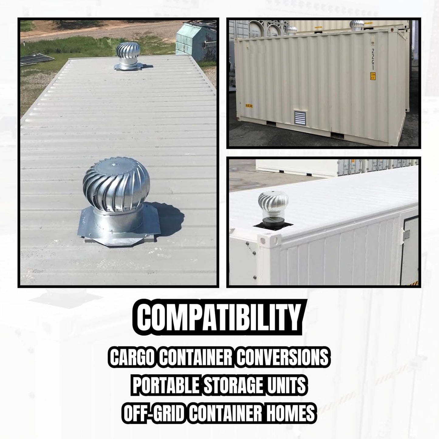 8" Shipping Container Vent 8 Inch Corrugated Roof Vent Adapter Roof Vent Adapter Fits for Whirlybird Roof Turbines, Set of 1