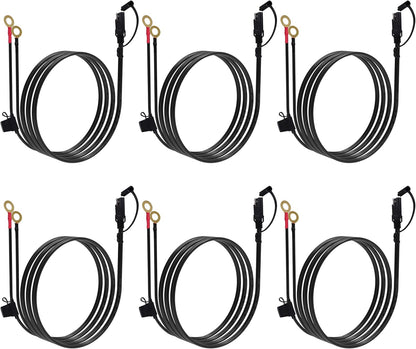 1.5FT 18AWG SAE Extension Cable, SAE Battery Charger Cord 18 AWG, 2 Pin Quick Disconnect SAE to O Ring Terminal Harness Extension Cord for Solar Batteries Cars Motorcycles, 2pcs