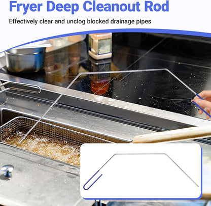 3 PCS Fryer Cleaning Tools with Deep Fryer Brass L-Shaped Brush, Deep Fryer Cleanout Rod, Long Handle Deep Basket Brush for Restaurants, Air Fryers, Deep Fat Fryers