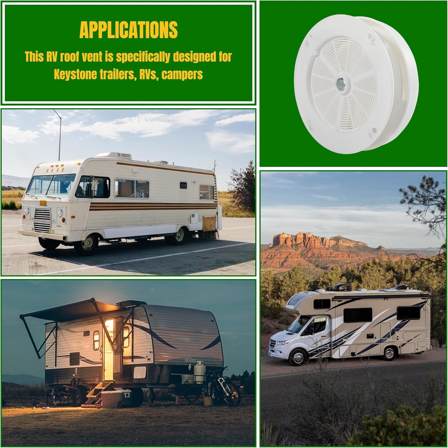 1 Pcs RV Roof Mushroom Vent with 2 Pcs Water Cover Guard Cap for Keystone Trailers Motor Homes Campers, White