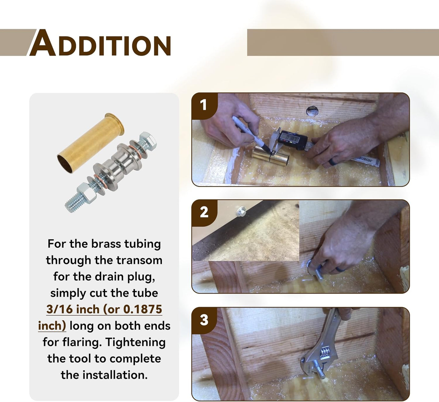 1 inch Drain Tube Flaring Tool, 1" Flanging Tool Kit for Boat Transom with 3 x 1 inches Brass Drain Tube