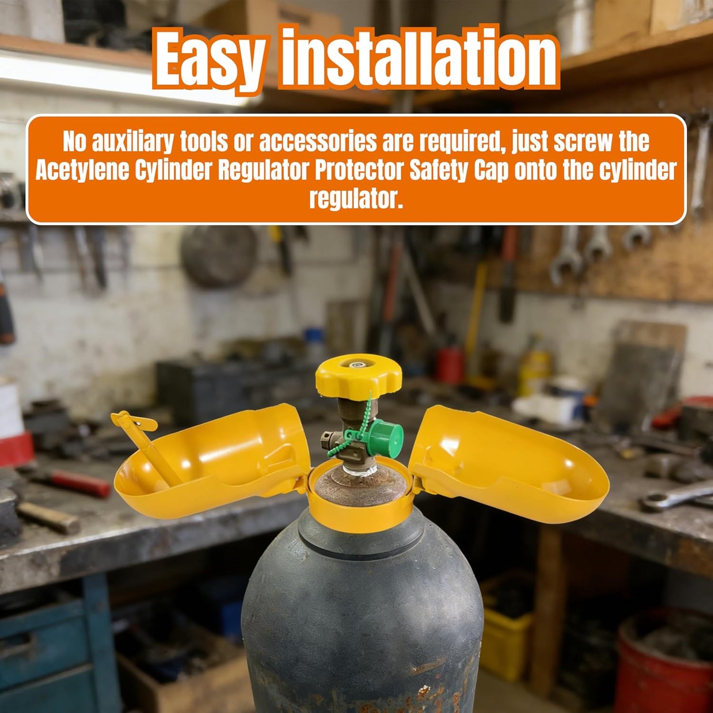 Acetylene Cylinder Regulator Protector Safety Cap High Pressure Gas Cylinder Tank Valve Protection Cap 3-1/8 x 11 Fall-Proof Design Compatible with GT-11, Yellow