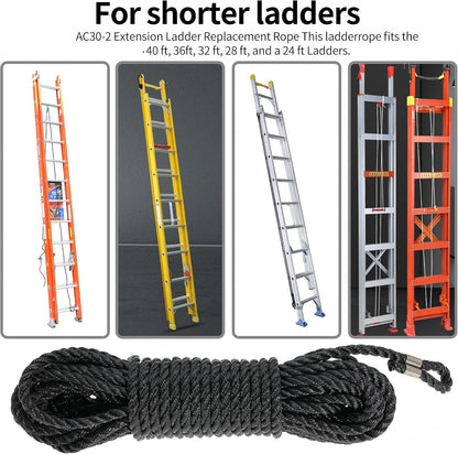 Extension Ladder Replacement Rope, Extension Ladder Rope Replacement，Replacement Ladder Rope & Pulley Kit Compatible with Werner Extension Ladders (2)