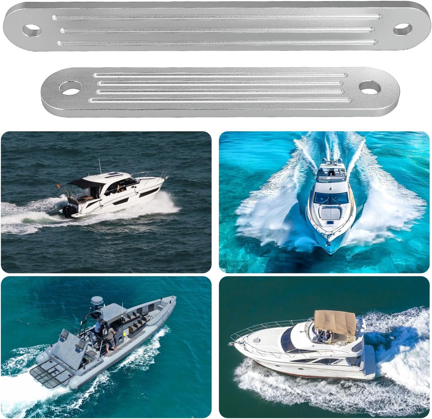 Transom Support Plate Kit TSP-1 TSP-2DP Fit for Top Bolt Holes and Lower Support Bolt Holes Marine Aluminum Transom Support Plate Replace for 3001-8067 Holes Size 12” x 2” and 15” x 2”