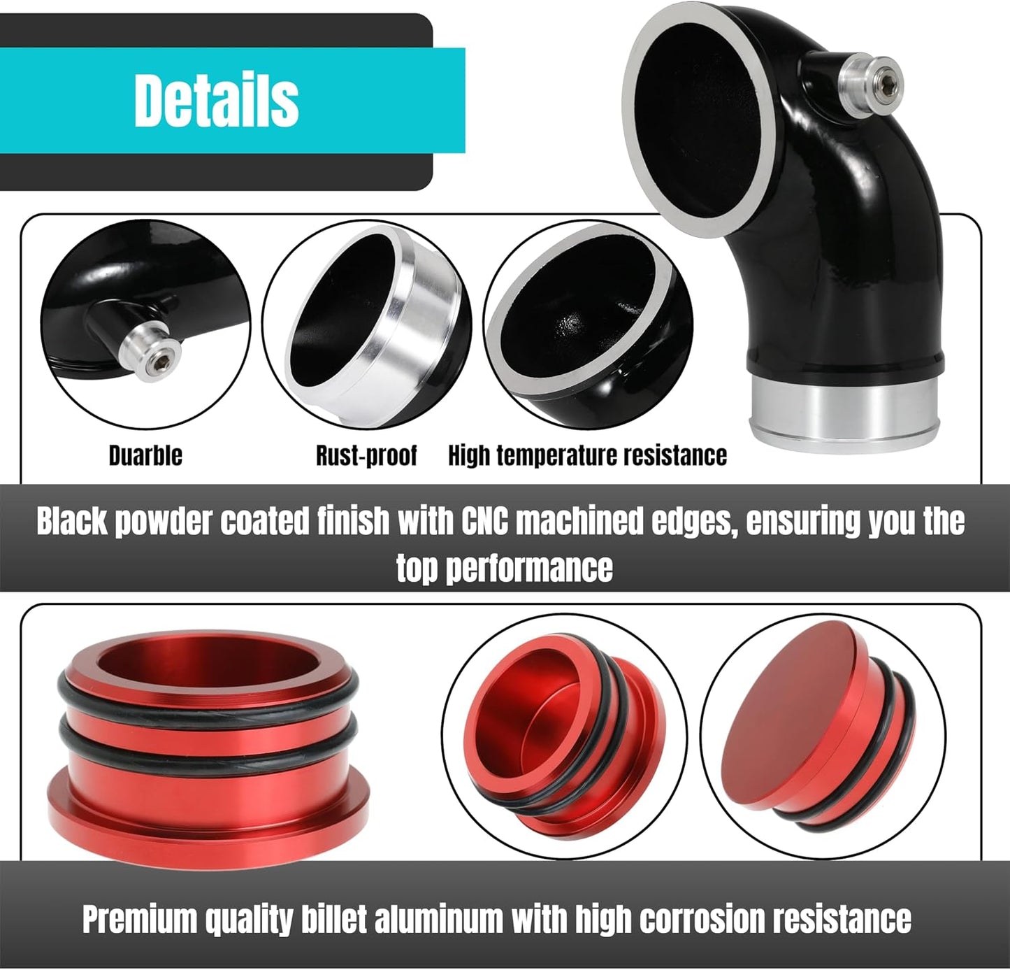 6.6 Turbo Mouthpiece, LLY Engine Turbo Mouthpiece Fits for Duramax 6.6L LLY 2004.5-2010, Inlet Manifold Intake Elbow for Chevrolet for GMC Sierra Trucks with Billet Resonator Plug Cover Cap