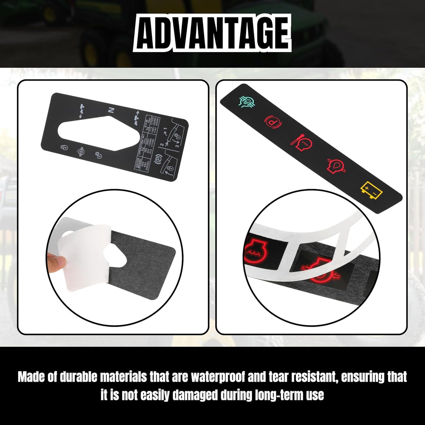 M117670 Dash Panel Decal Instrument Panel Indicator Label and M127539 Shift Quadrant Label for Jo-hn Deere 4X2 6X4 Gator Utility Vehicle