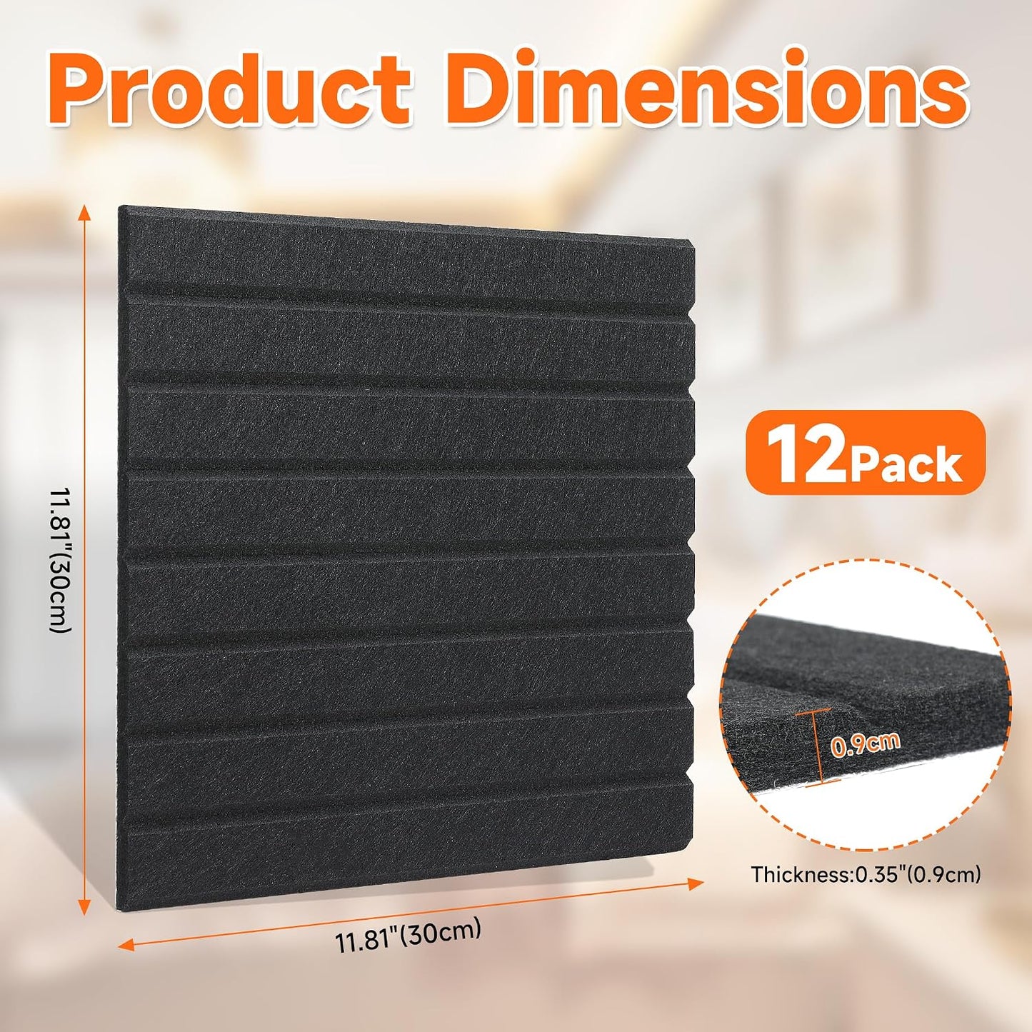 Large Splicing Felt Bulletin Board Cork Board Alternative 48" x 36" Felt Pin Board for Home Office Classroom Wall Decor Felt Wall Panel with Pushpins Adhesive Tabs(Fine-Stripe 12 Pack, Black)
