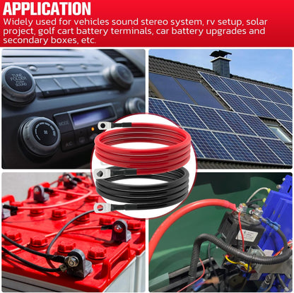 6 AWG Battery Cable 6AWG Gauge Battery Inverter Cables for Automotive Solar Marine Boat RV Car Motorcycle (6 AWG, 5FT, 5/16")