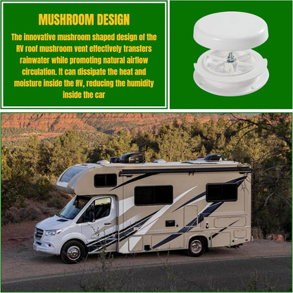 1 Pcs RV Roof Mushroom Vent with 2 Pcs Water Cover Guard Cap for Keystone Trailers Motor Homes Campers, White