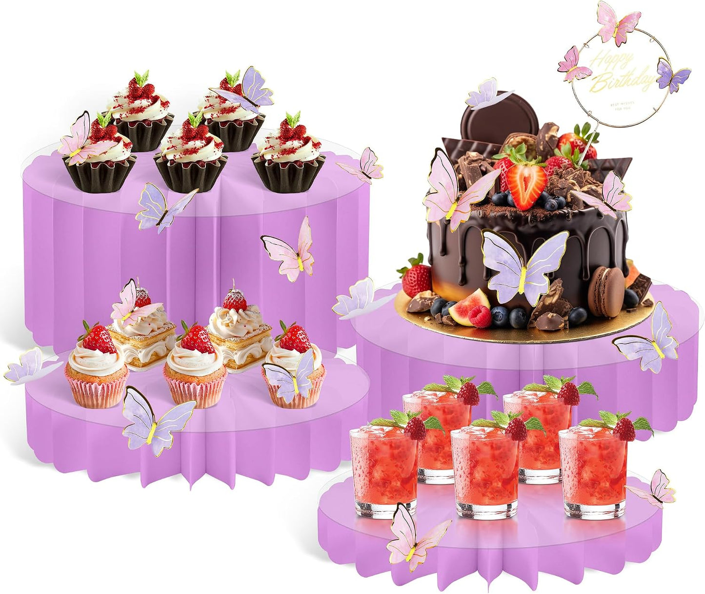 4-Pack Buffet Risers |Food Risers for Buffet Table,Black able Acrylic Risers Display Stands for Party | Cake Stand for Wedding, Birthday & Festive Tables (sliver, 4 park)