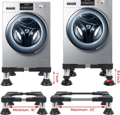 Washing Machine Stand, Fridge Stands, Adjustable Furniture Base for Air-conditioner, Household Appliance Pedestal for Washer Dryer Refrigerator with 4 Height-adjustable Sturdy Feet