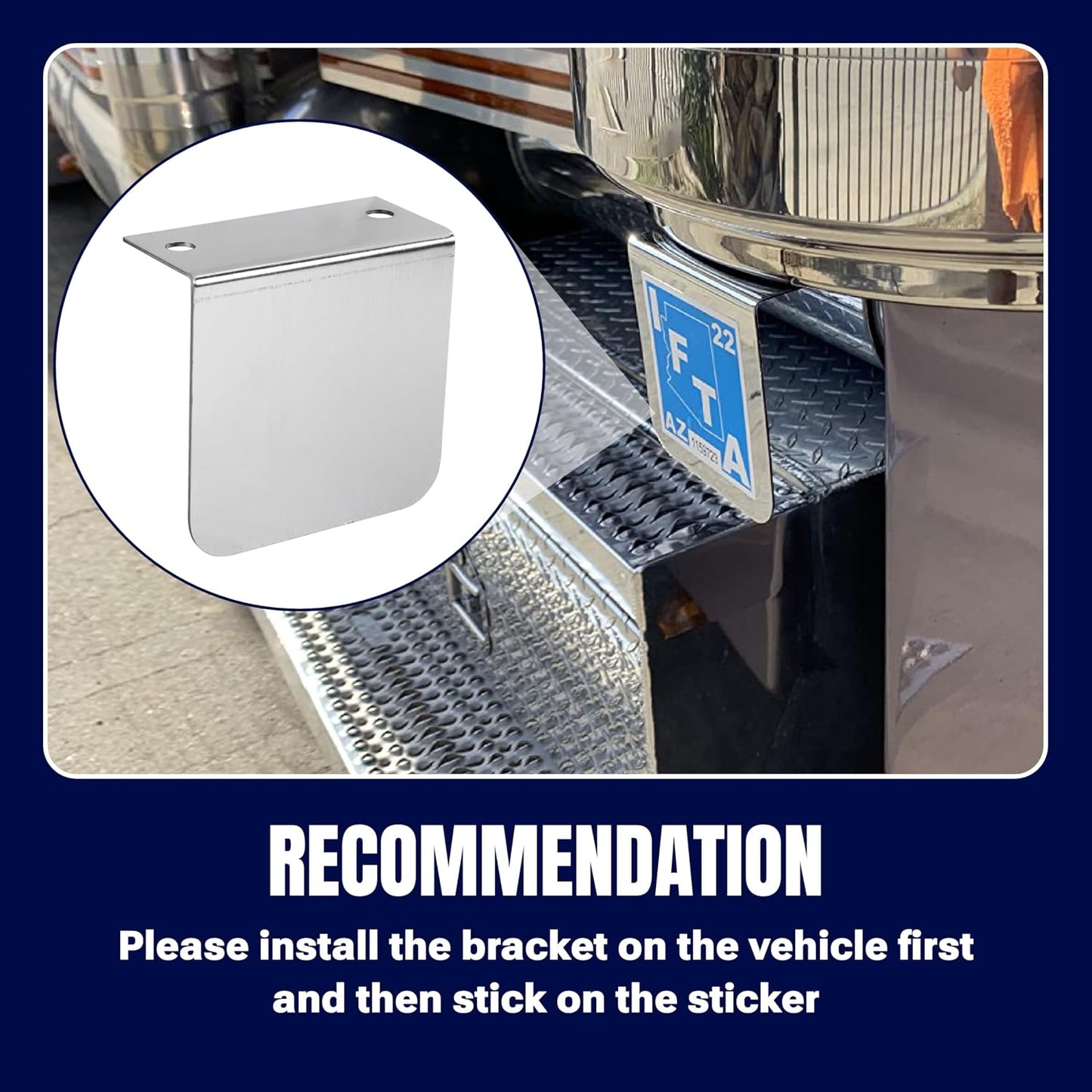 Permit Sticker Holder for IFTA for DMV Class Chrome L Bracket Replace 60788 for Truck Car Parking Passes Permits Small Stickers Vehicle Emblems Mounting