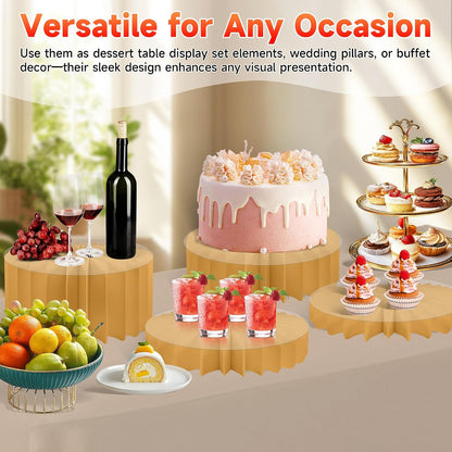 4-Pack Buffet Risers |Food Risers for Buffet Table,Black able Acrylic Risers Display Stands for Party | Cake Stand for Wedding, Birthday & Festive Tables (glod, 4 park)