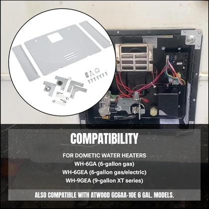 RV Water Heater Door Conversion Kit for Dometic WH-6GEA, WH-6GA, WH-9GEA Compatible with Atwood GC6AA-10E 6 Gallon Older Openings