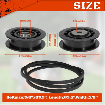 Idler Pulley Belt Repair Kit Fits LC221A LC221AH 22" AWD Walk-Behind Mowers Replaces 587973001 587969201 580364609(Black Belt)