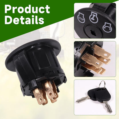 Ignition Switch with Keys Replace 925-04659, 725-04659, GY00191 for Craftsman LT5 CR12 for Bad Boy CZT Elite, MZ Magnum, Outlaw XP for Dixie Chopper LT2000 LT2200 3066LP