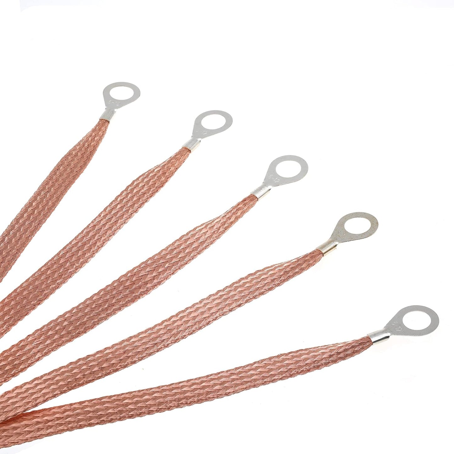 10" Braided Ground Strap 250mm Automotive Engine Copper Ground Strap with 1/2" Ring Terminal Engine grounding Kit 5PCS
