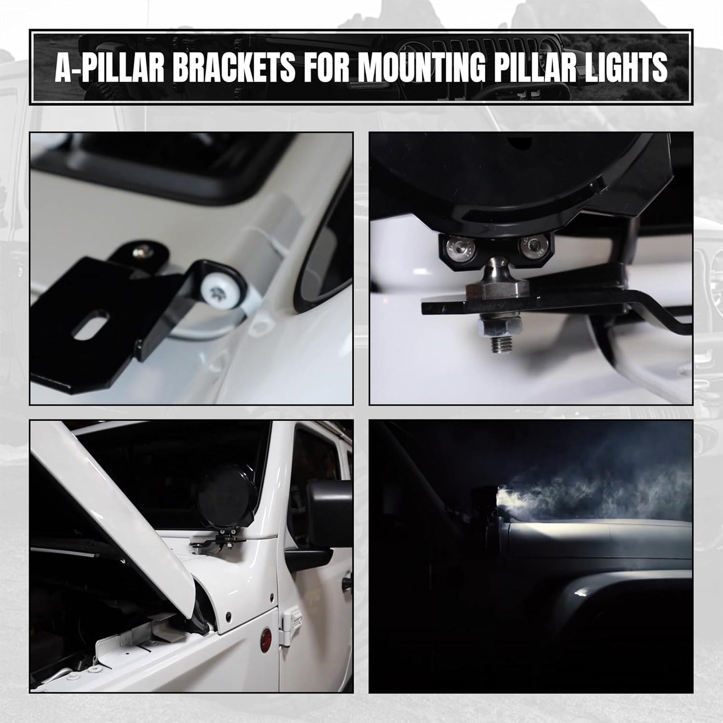 A-Pillar Mount Replaces 7318 Light Mounting Bracket Fits for Jeep Wrangler JL 2018-2019