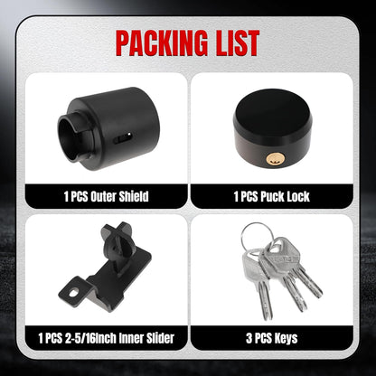 2-5/16" Trailer Lock, 2-in-1 Anti-Theft Trailer Hitch Coupler Lock Fits 2-5/16 Inch Ball Couplers on Trailers RVs Boats (with Black Lock)