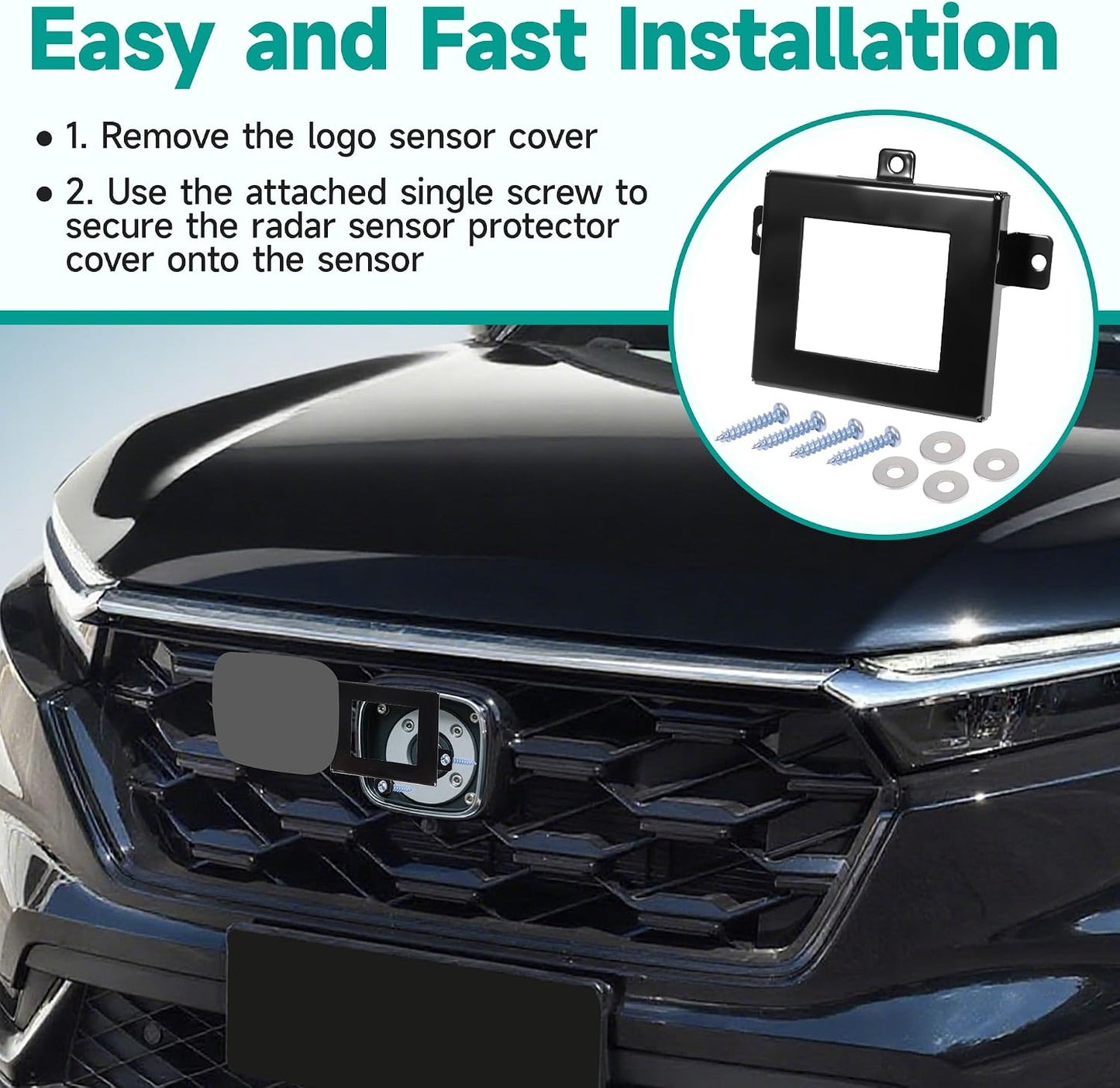 Radar Sensor Protector Cover for Honda CRV CR-V 2023-2025 Fit Vehicle Anti-Theft Distance Radar Sensor Protection Cover with Screws