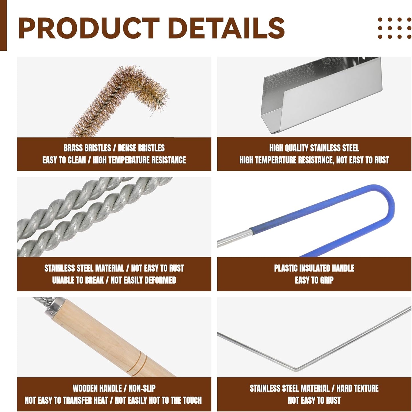 3 Pcs Fryer Cleaning Tools, L Shaped Brass Bristles Fryer Deep Cleaning Brush, Deep Fryer Crumb Scoop, Fryer Deep Cleanout Rod for Restaurant Air Fryer