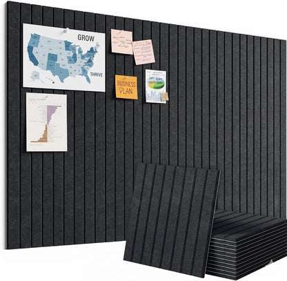 Large Splicing Felt Bulletin Board Cork Board Alternative 36" x 24" Felt Pin Board for Home Office Classroom Wall Decor Felt Wall Panel with Pushpins Tabs(Fine-Stripe 6 Pack, Oatmeal)