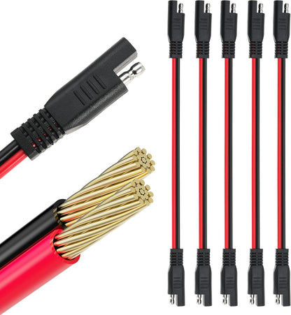14 AWG SAE to SAE Extension Cable 14 Gauge 2-Pin SAE Connector Extension Cord with Dual Head Plug for Solar Panel Automotive Car Motorcycle 10in