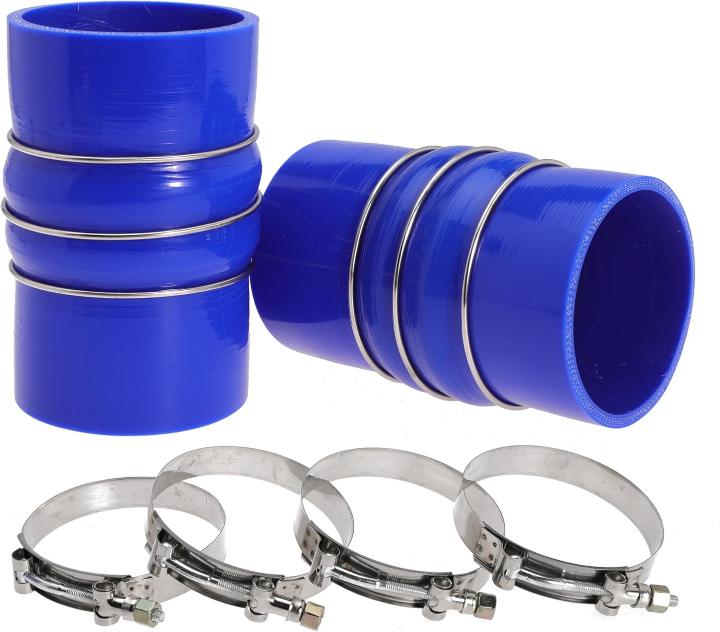 3.5 Inch Silicone Charge Air Cooler Hump Hose Boot Set 3 1/2 x 6 3/8 Inch with T Bolt Clamp Blue