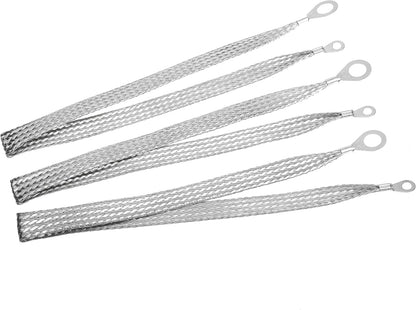 20" x 1/2" Automotive Braided Ground Straps Tinned Copper Engine Grounding Strap with 1/2" to 1/4" Ring Terminal 3pcs