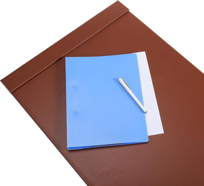 30" x 18" Leather Desk Blotter with Side Rails for Writing Leather Executive Desk Pad Protector Desk Mat for Office Home Workplace Brown