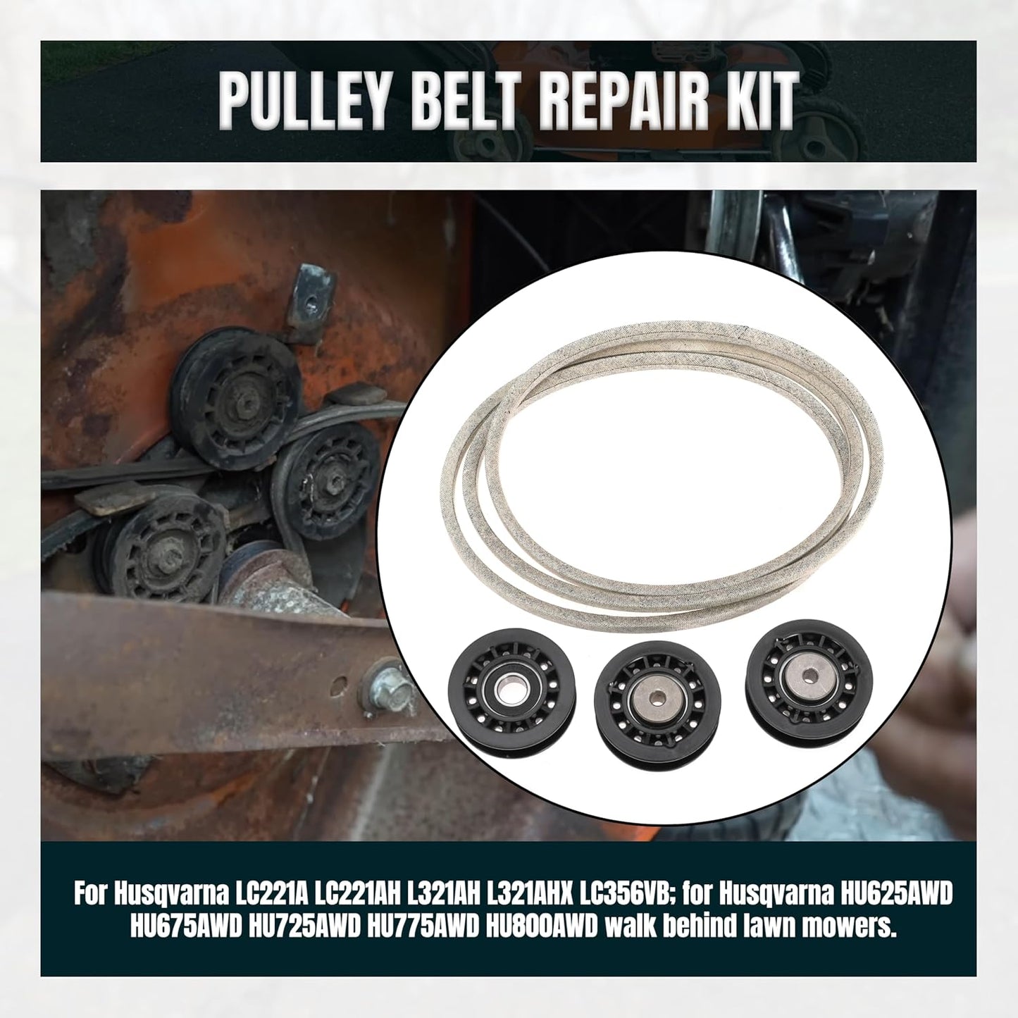 LC221A LC221AH Pulley Belt Rebuild kit Replace 587973001 580364609 587969201 with 586859604 Blade for Husqvarna 22" AWD Lawn Mowers