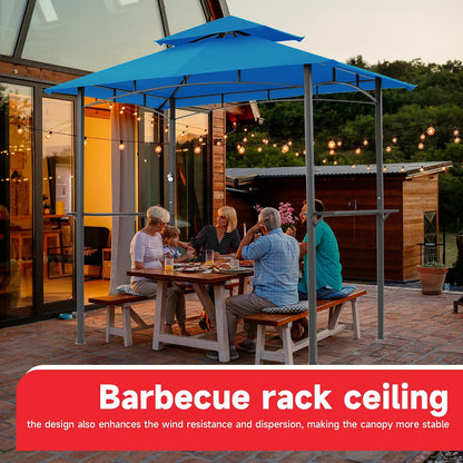 Grill Gazebo Replacement Canopy Top Only - 5' x 8' Outdoor BBQ Gazebo Canopy Roof, Waterproof Double Tiered Shelter Cover Fit for L-GG001PST-F
