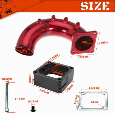 3" High Flow Intake Elbow Tube with Heater Spacer for Ram 2500 3500 1998-2002 5.9L Cummins Diesel (Red)
