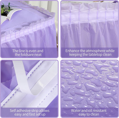 5 Pack Plastic Table Skirts for Rectangle Tables with 5 Pack Table Cloths, Blue Tableskirts and 54" x 108" Tablecloths, Disposable Tablecloth Skirt Covers for Party Birthday Baby Shower
