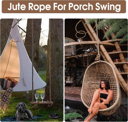Jute Rope (1 in X 100 ft), 25mm Thick Twisted Manila Ropes,Tug of War Rope,Thick Ropes Natural Heavy Duty Hemp Rope for Swing Bed, Crafts, Railing, Tug of War, Home Decorating (25mm, 100FT)