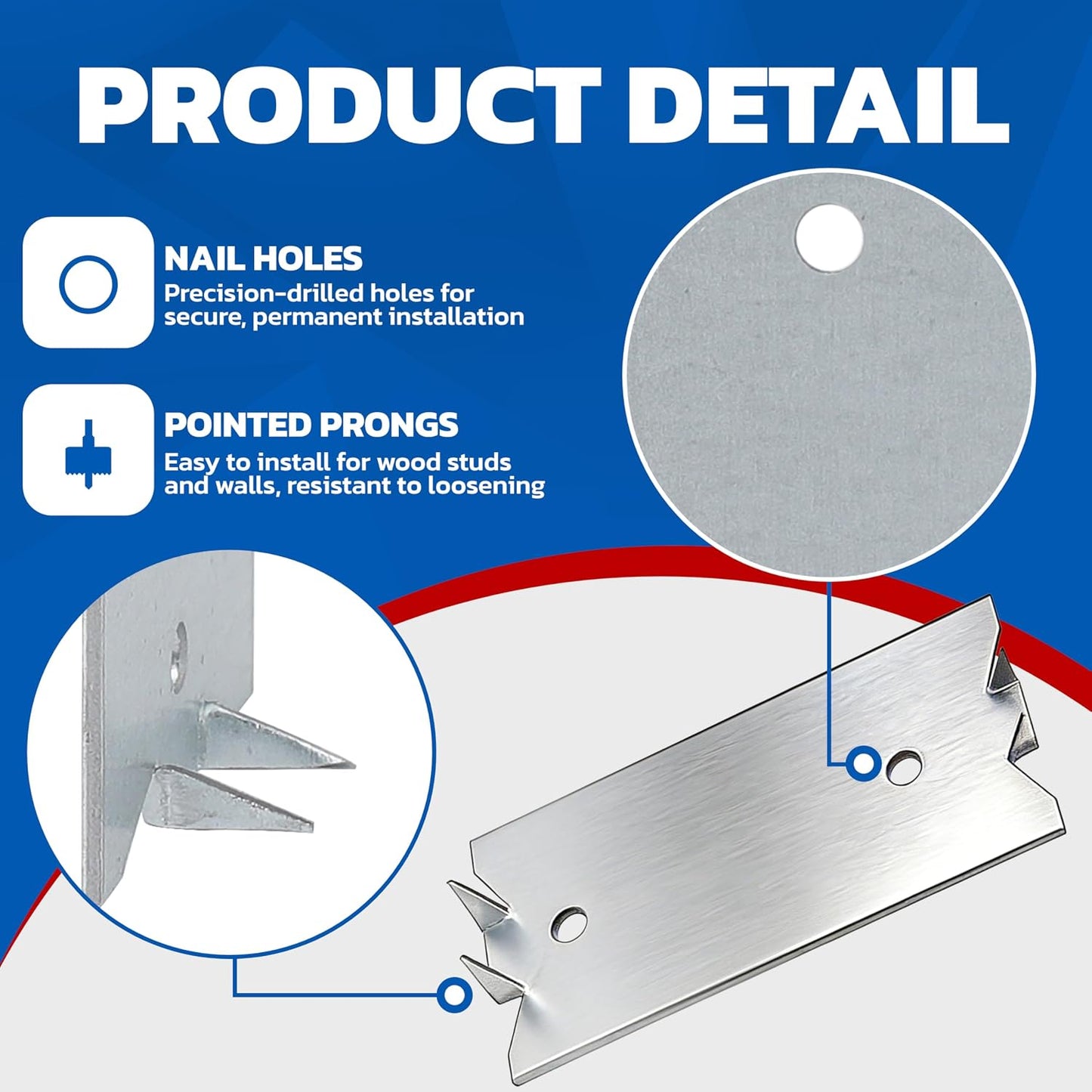 10PCS 3 x 1.5 Inch Nail Plate for Wood Studs, Metal Cable Protector Plate Safety Nail Plates with Sharp Pointed Prongs, Steel Cable Wire for Protecting Plumbing and Wiring