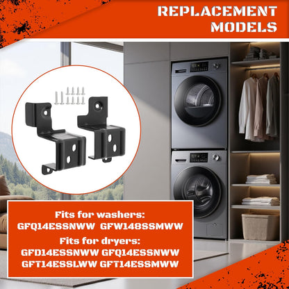 24 Inch Stacking Kit for GE GFA24KITL Washer Dryer Stack Bracket for 24" Front Load Laundry (Set of 1, Black)