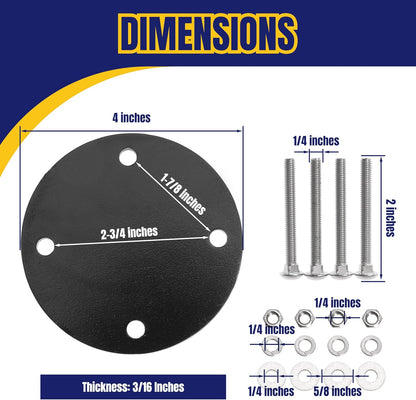 Mount Backing Plate for Rotopax Diesel Gas Can Mounting Plate Compatible with 1-1/2 Inch Off-Road Tube Roof Rack Ladder